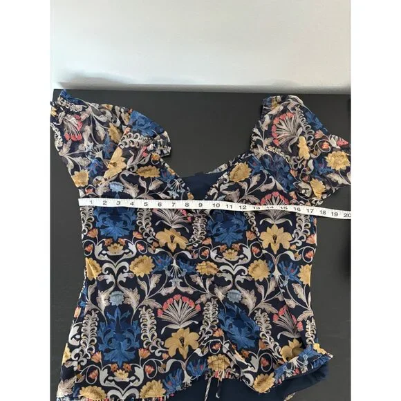 INC Top Large Romantic Floral Sheer Puff Sleeve Blouse Fairy Grunge Whimsigoth - Picture 8 of 11